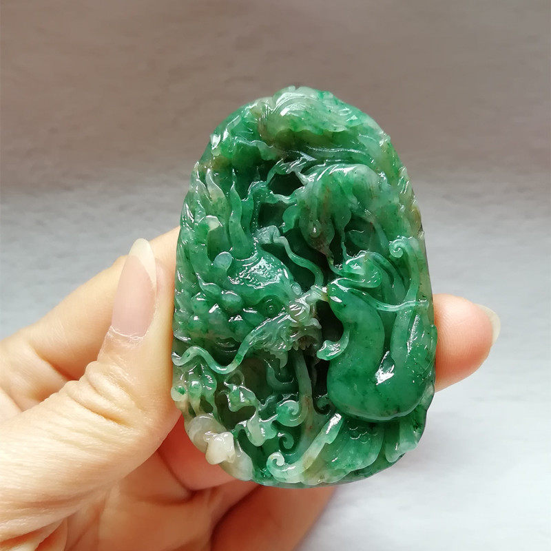 收藏天然玉石独山玉吊坠南阳玉独玉龙凤呈祥挂件龙凤玉坠玉佩送证