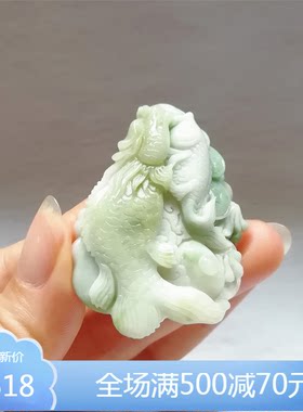 独山玉龙鱼吊坠连年有余双面精工