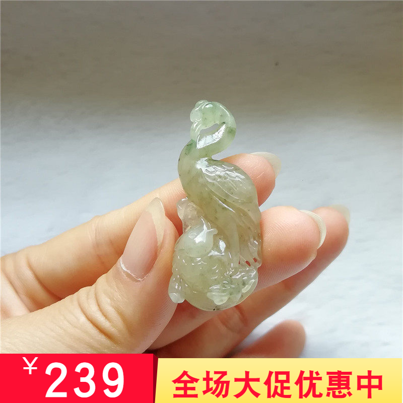收藏天然玉石独山玉吊坠白鹭玉坠南阳玉独玉佩一路有你挂件鱼项链