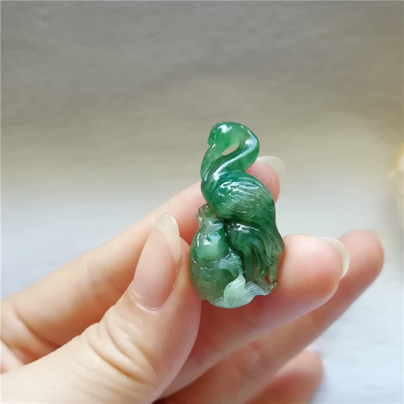 收藏天然独山玉吊坠仙鹤鱼玉坠老坑独玉佩吉祥长寿玉石挂件福到秒