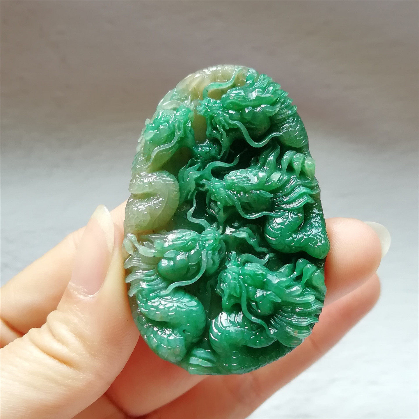 收藏天然玉石独山玉吊坠苏工生肖龙挂件南阳独玉五龙腾飞玉坠送证