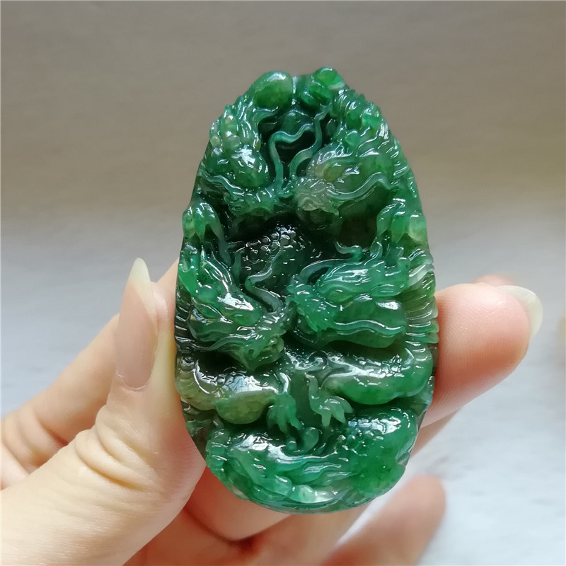 收藏天然玉石独山玉吊坠苏工生肖龙挂件南阳独玉五龙腾飞玉坠送证