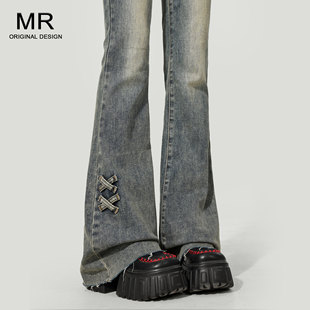 覆古高腰微喇叭牛仔裤女2025夏季薄款新款修身小个子爆款马蹄裤子