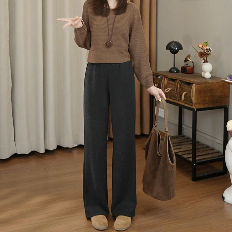 黑色窄版糯米裤女秋冬加绒2025新款小个子高腰直筒裤阔腿休闲裤子,个性定制/设计服务/DIY,棉服工装,淘宝优惠券,粉丝福利购,淘宝优惠卷