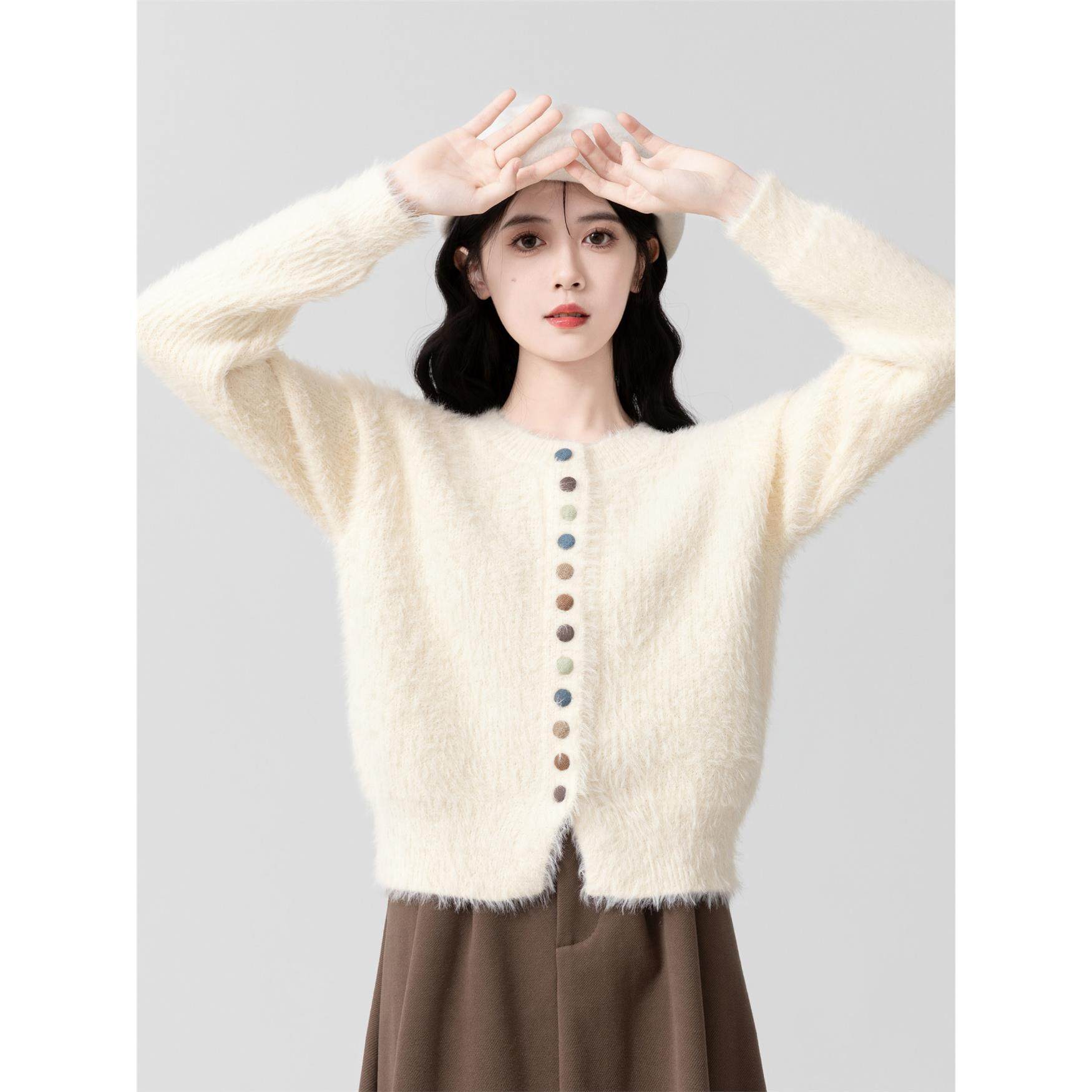 马海毛毛衣外套女秋冬2025新款软糯加绒加厚水貂绒针织开衫短上衣,个性定制/设计服务/DIY,棉服工装,淘宝优惠券,粉丝福利购,淘宝优惠卷