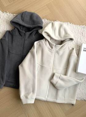 素心轻奢 2025冬连帽开衫款厚款保暖卫衣拉链加绒百搭外套女15114