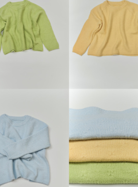 JillZoo自制  三色韩系慵懒感圆领钩花套头温柔针织衫