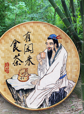 茶馆手绘竹簸箕diy个性创意手绘