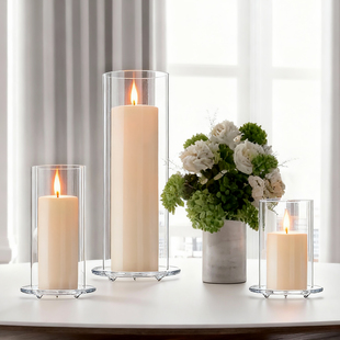 玻璃罩欧式 扮酒店婚礼宴会防风罩无烟蜡烛 烛台浪漫烛光晚餐生日装