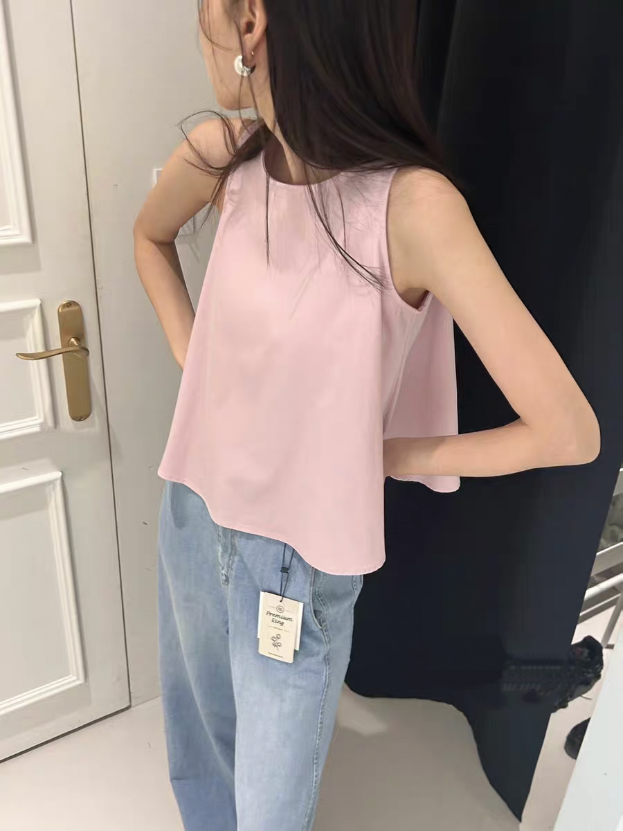 MICOCO！2024夏季韩国东大门纯色简洁宽松背心
