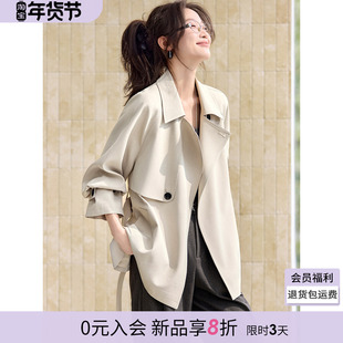 沫晗依美小个子2026春新款气质日常通勤收腰显瘦短款风衣外套女款