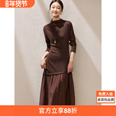 沫晗依美巨好看 裙子女 贵气拼接感假两件长款 连衣裙2025冬季 新款