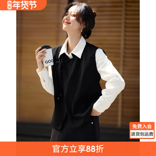 沫晗依美职场通勤风简约百搭简约高级感外套2025春季新款马甲外套