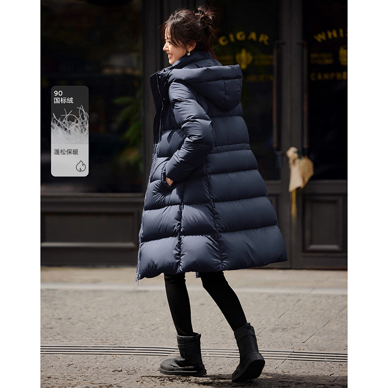 沫晗依美气质优雅收腰设计中长羽绒服2025冬季新款显瘦百搭羽绒服