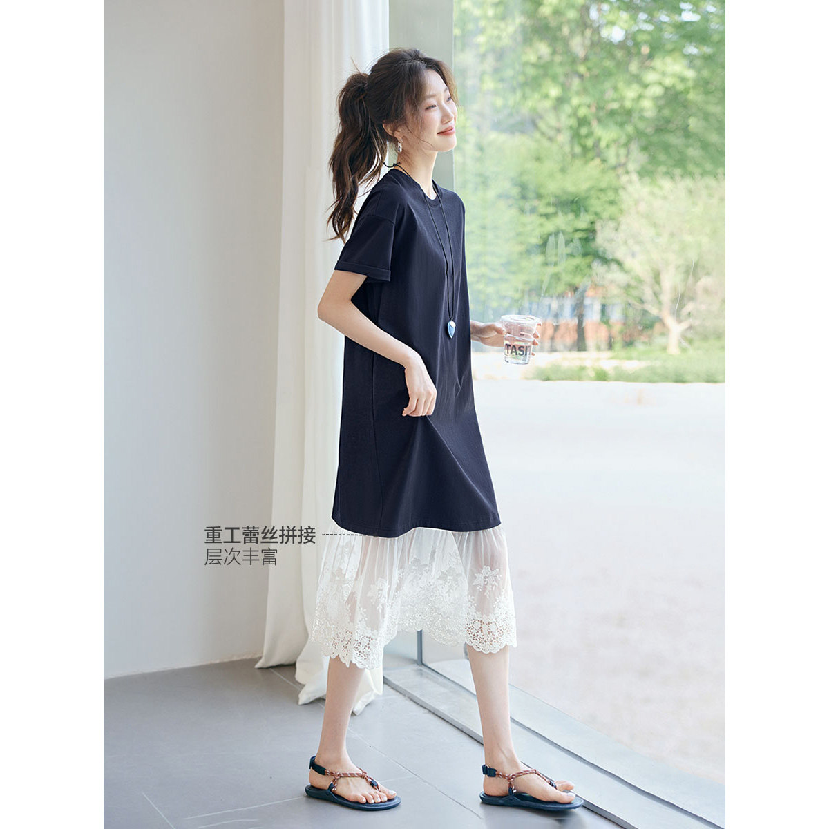 沫晗依美宽松假两件连衣裙