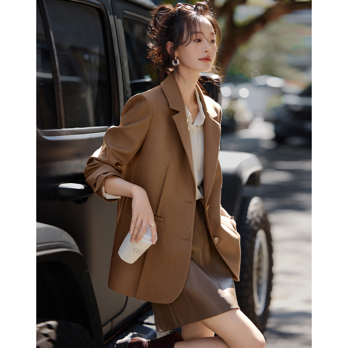 沫晗依美气质休闲独特漂亮小西服2026春季新款女士时尚西装外套