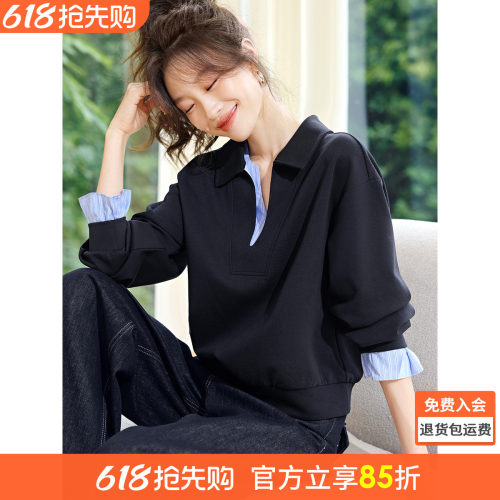 沫晗依美MIU风假两件卫衣