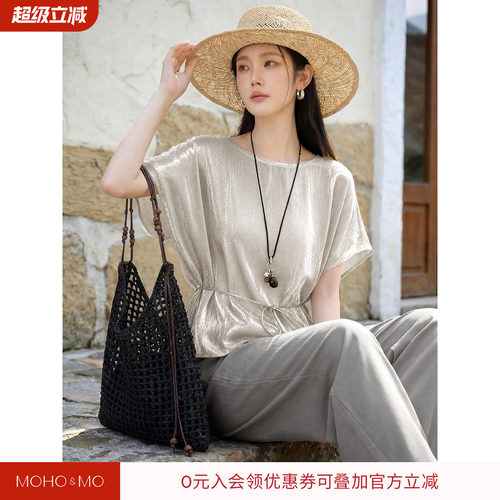 沫晗依美度假含醋酸亚麻套装