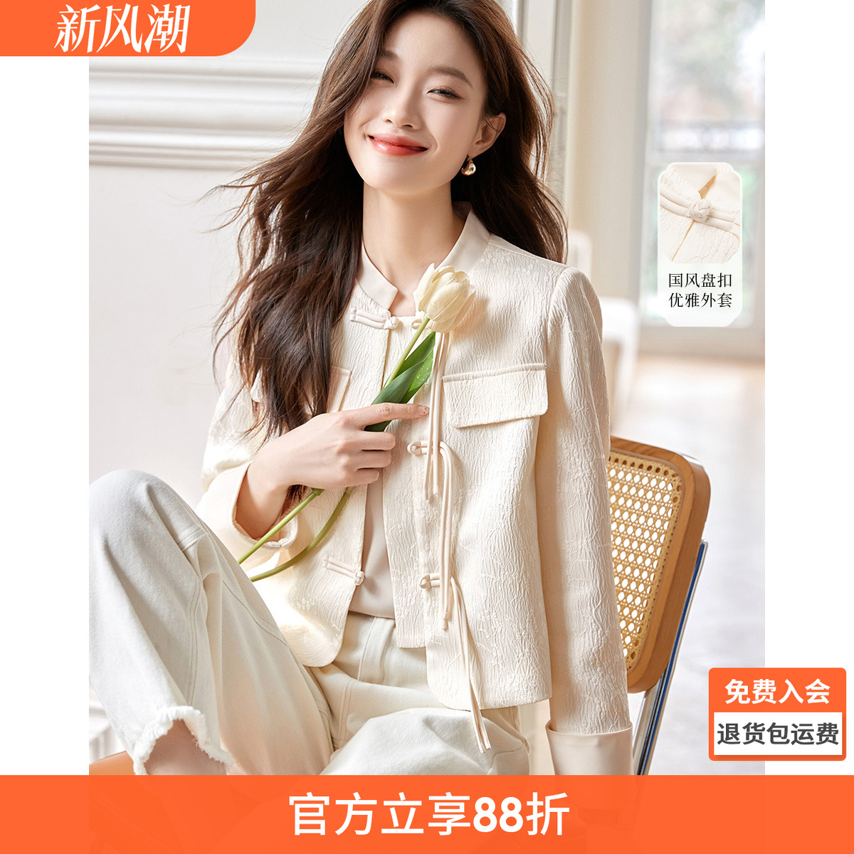 沫晗依美优雅国风设计新中式外套
