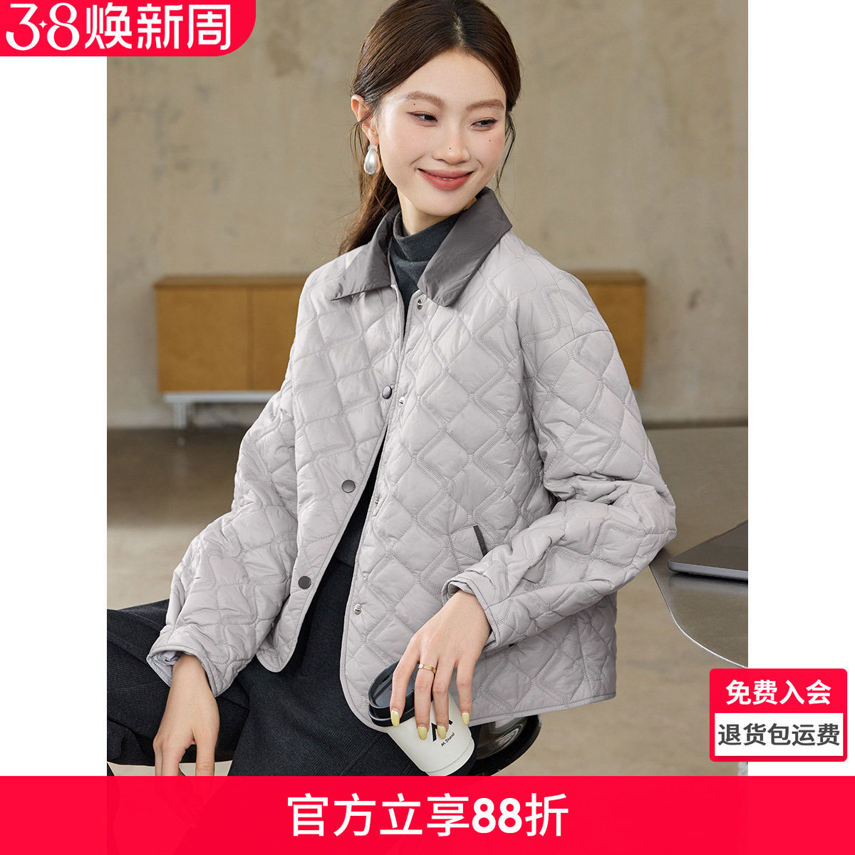 沫晗依美轻松都市保暖棉衣短款冬季轻薄百搭200元