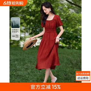 沫晗依美海边度假浪漫肌理系带显瘦连衣裙2025夏季新款气质连衣裙