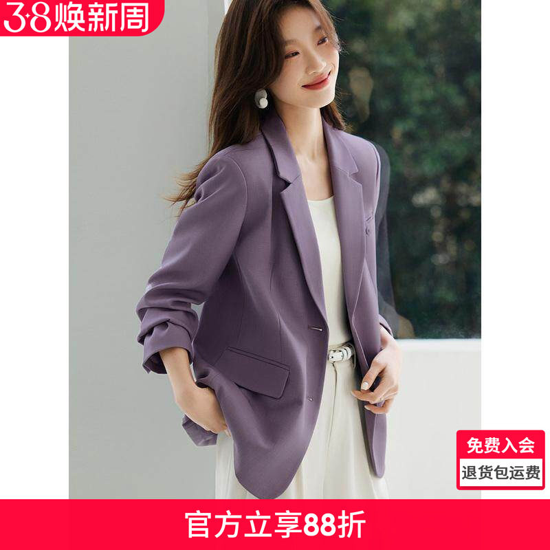 沫晗依美休闲宽松西服2026春新款小个子西装外套女气质名媛高级感