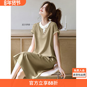 新款 沫晗依美休闲户外撞色拼接连袖 裙子2025夏季 休闲百搭连衣裙女