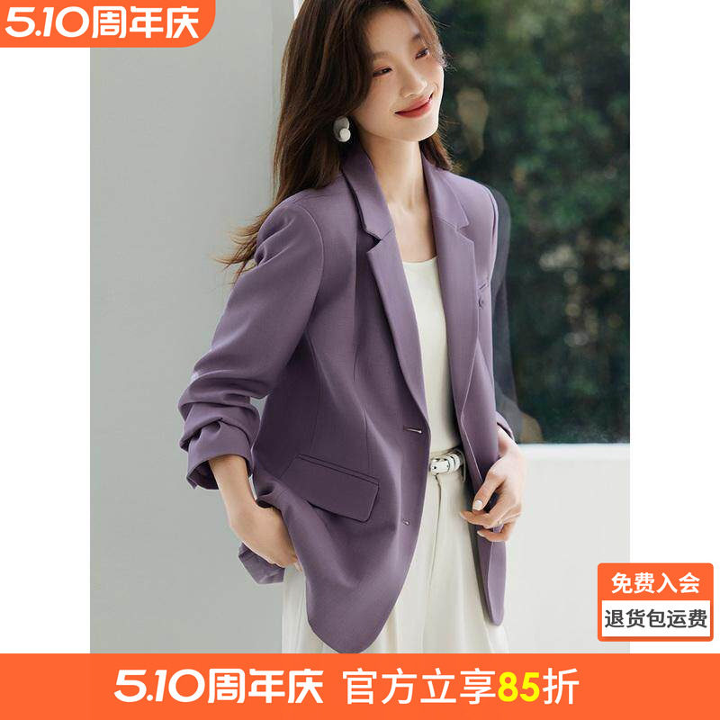 沫晗依美休闲宽松西服2026春新款小个子西装外套女气质名媛高级感