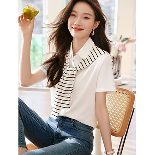 沫晗依美通勤职场基础款百搭舒适正肩衬衫2025夏季新款内搭衬衫女