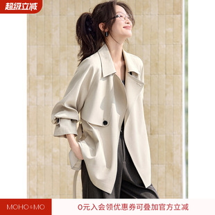 沫晗依美小个子2026秋新款气质日常通勤收腰显瘦短款风衣外套女款