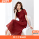 沫晗依美红色肌理感裙子2025夏新款 连衣裙女 显瘦时尚 时尚 质感法式