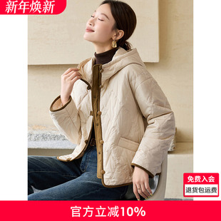 棉服女 百搭连帽短款 沫晗依美字母绣花设计休闲撞色棉衣25冬季 新款