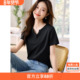 沫晗依美基础款 V领女T恤 显瘦短袖 百搭休闲时髦T恤2025年夏季 新款