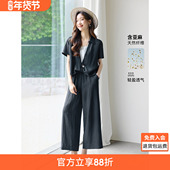 博主同款 长裤 沫晗依美通勤两件套2025夏季 新款 扭结衬衫 套装 女