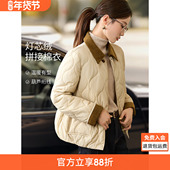 新款 沫晗依美轻休闲灯芯绒拼接短款 棉衣外套25冬季 葫芦绗线棉服女