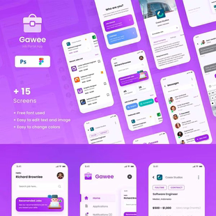 15页在线办公iOS应用app UI界面设计psd,figma源文件