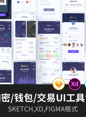 50页数字钱包/股票/加密货币APP设计源文件