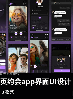 75页约会，恋爱，聊天app界面UI设计figma源文件（含高，低保真）