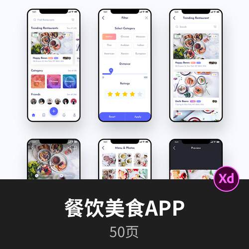 超全美食社交类APP UIKIT源文件，UI资源下载