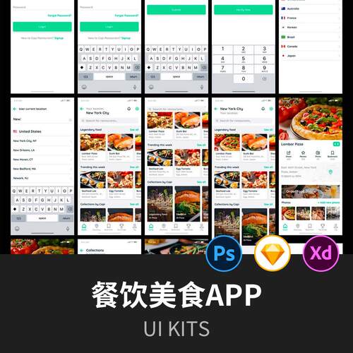 40+页完整美食app ui capi .sketch .xd .psd素材