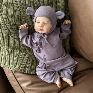 打底睡衣男女宝宝蝴蝶衣套装 婴儿连体衣春秋装 新生儿纯棉衣服冬季