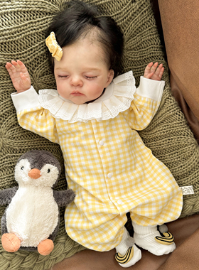 新生婴儿儿连体衣服春秋季纯棉洋气睡衣蕾丝格子哈衣满月宝宝春装