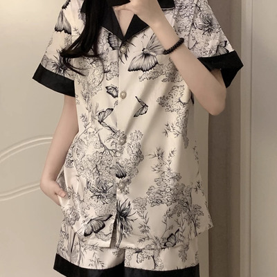 白色中式家居服套装2025新款丝滑