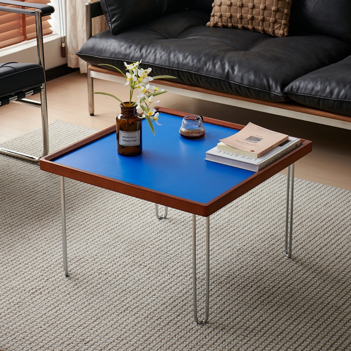 尤尔方形茶几包豪斯中古北欧简约不锈钢多巴胺复古茶几包豪斯茶几