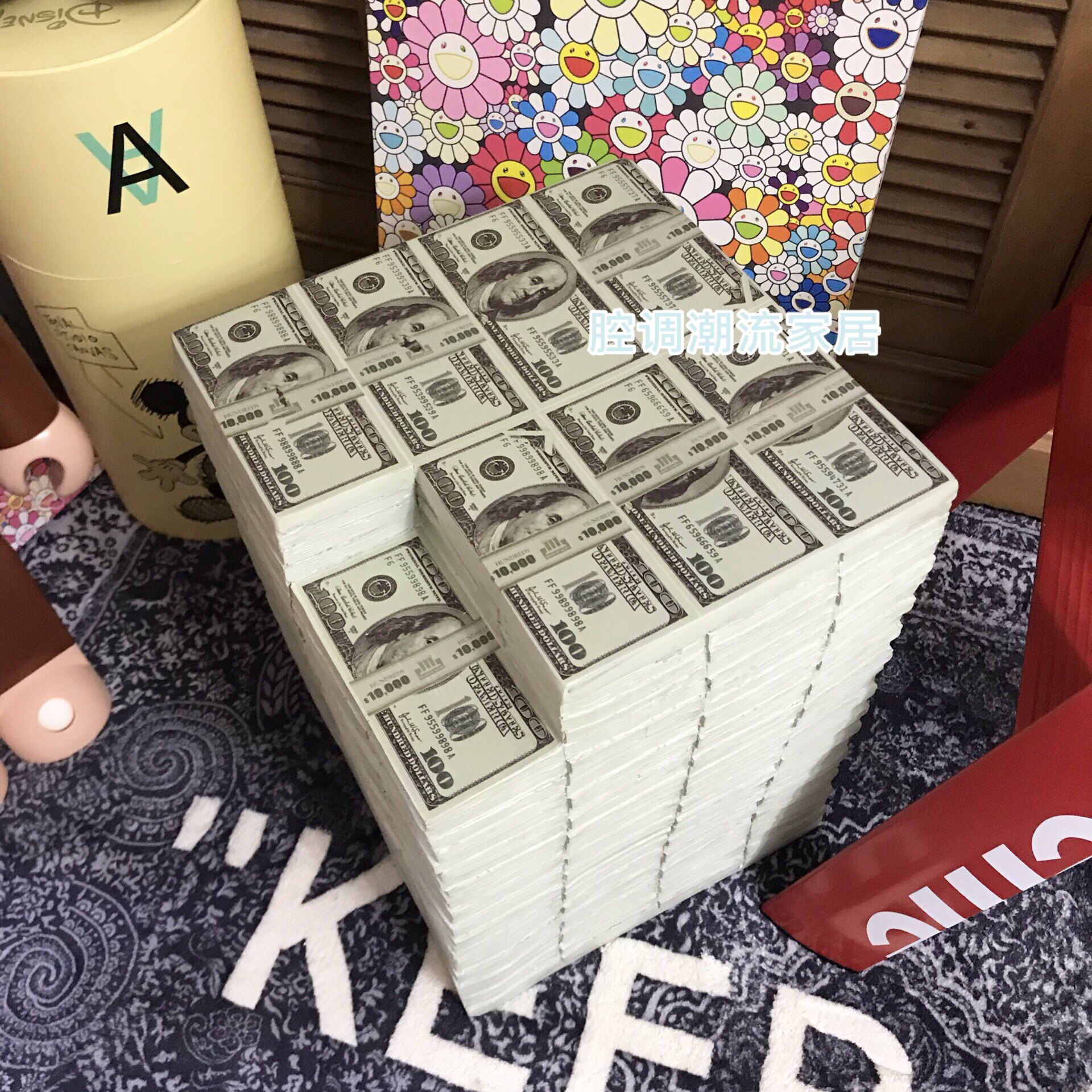 nigo藤原浩潮流美金凳子 恶搞创意家具摄影道具装饰摆件矮凳潮人
