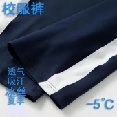 校服裤 冰丝校裤 子藏青色一条宽杠白边夏季 男女初高中生小学生薄款