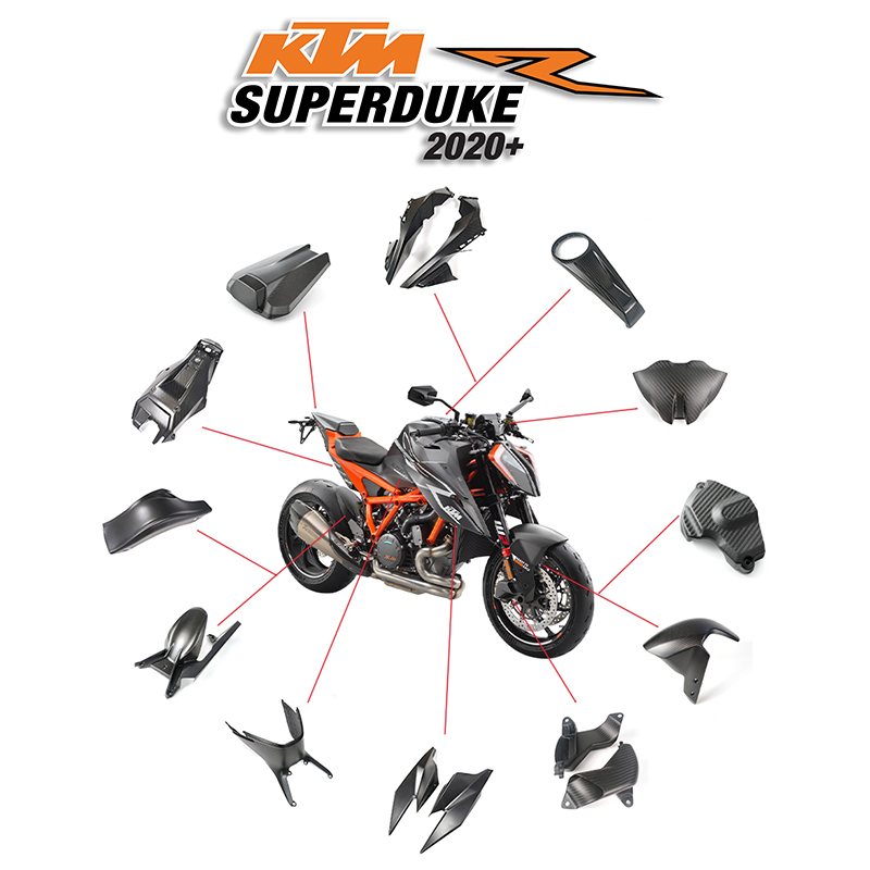 KTM 1290SDR 20-23 超级公爵 碳纤维改装配件 全车外壳导流罩干碳 摩托车/装备/配件 摩托车外壳 原图主图