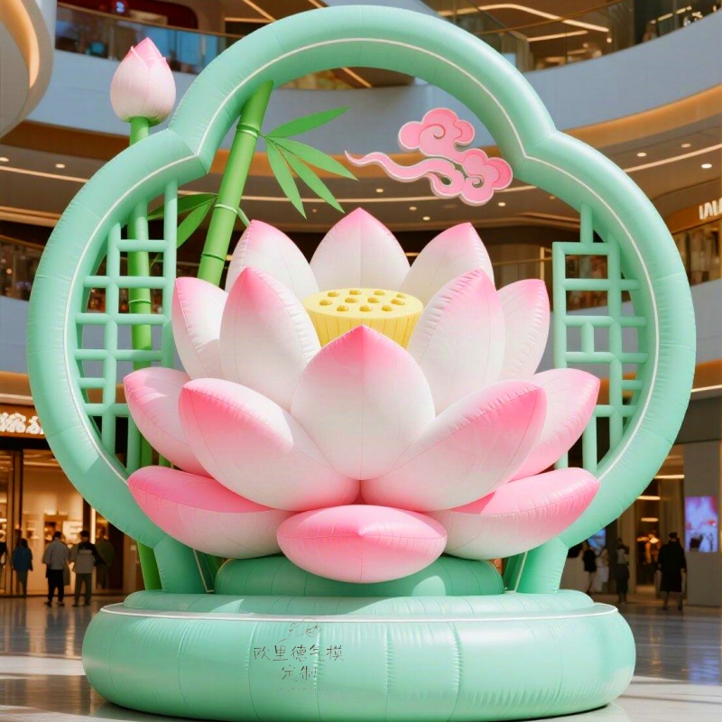 定制充气荷花莲花花朵气模春夏模型墙面装饰活动展示布置商场美陈