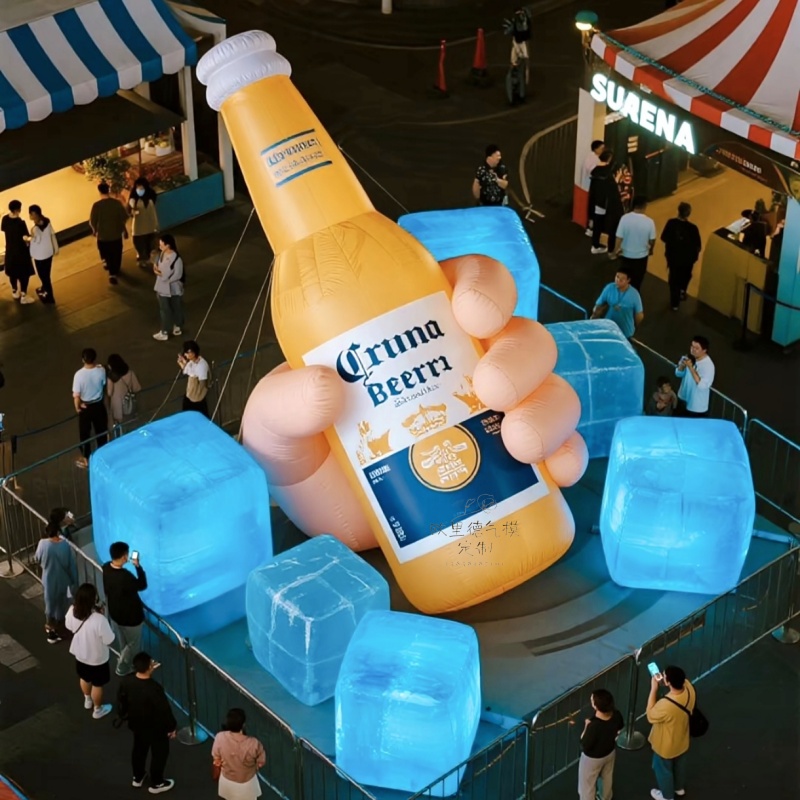 充气冰块啤酒气模定制啤酒瓶模型气模啤酒节活动美陈装饰发光气膜
