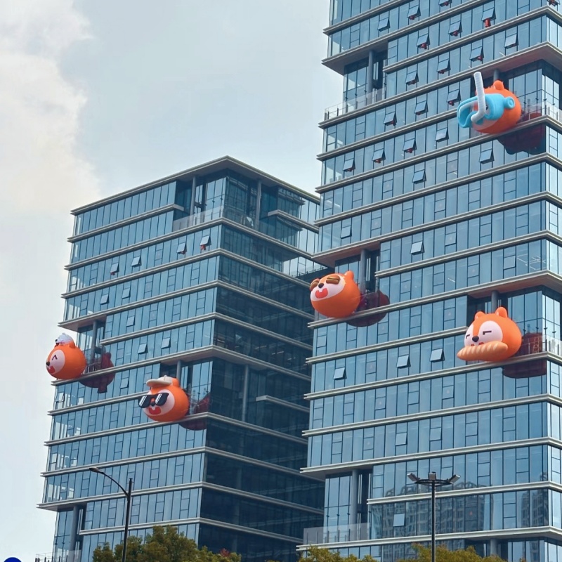 定制充气动物狐狸浣熊松鼠气模商场天台门头装饰宠物展览布置美陈